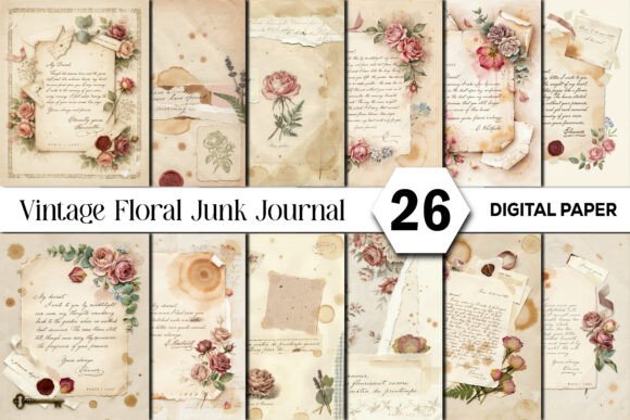 Download Vintage Floral Junk Journal Background. - Junk journal background Collection
