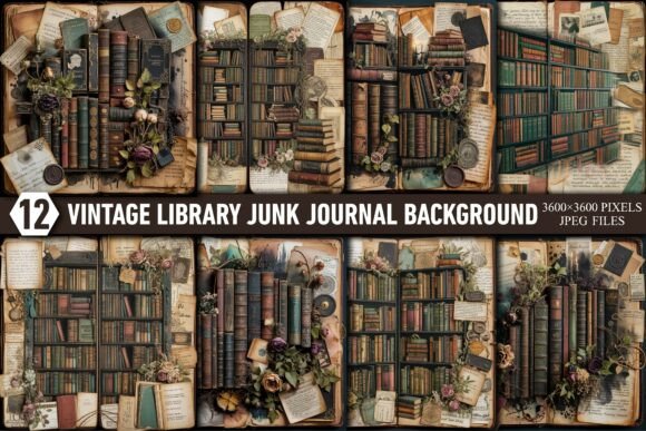 Download Vintage Library Junk Journal Background - Junk journal background Collection