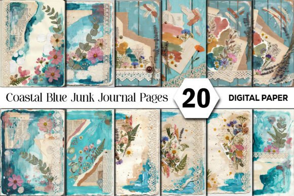 Download Coastal Blue Junk Journal Background - Junk journal background Collection