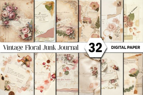 Download Vintage Floral Junk Journal Background - Junk journal background Collection